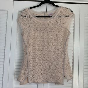 Pixley blush lace top with zipper detail - Size M